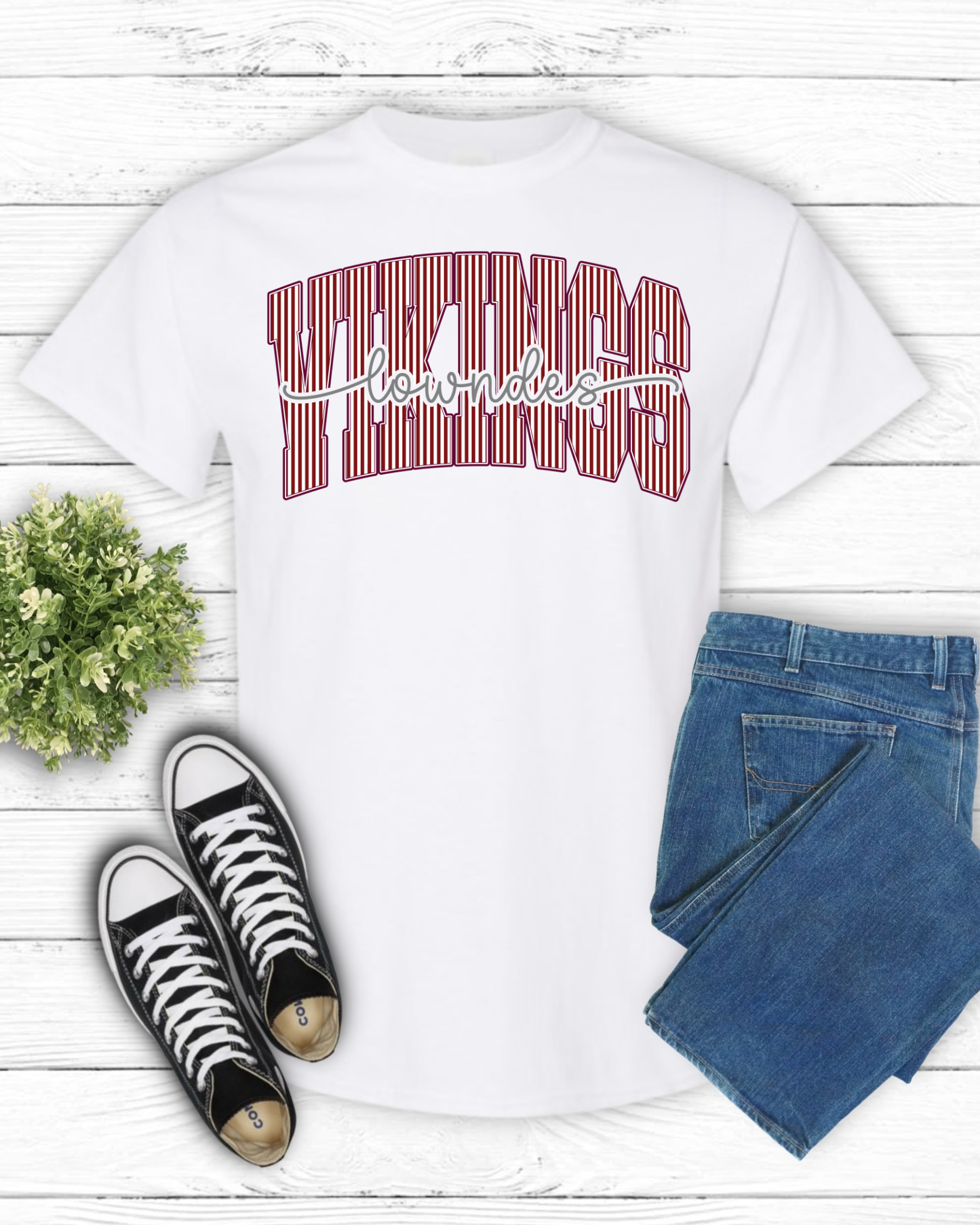 Vikings Mascot Striped Tee