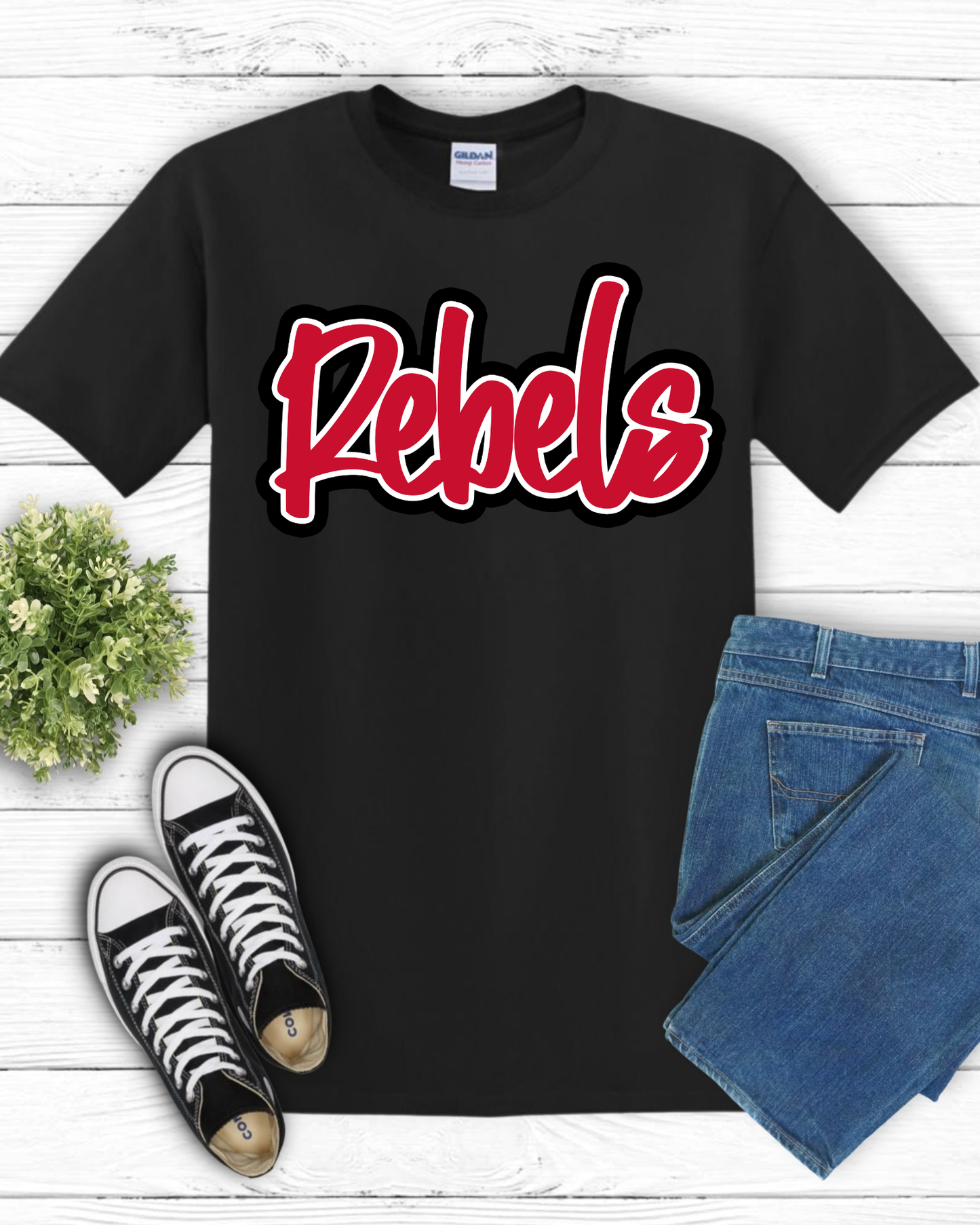 Rebels Mascot Script Tee
