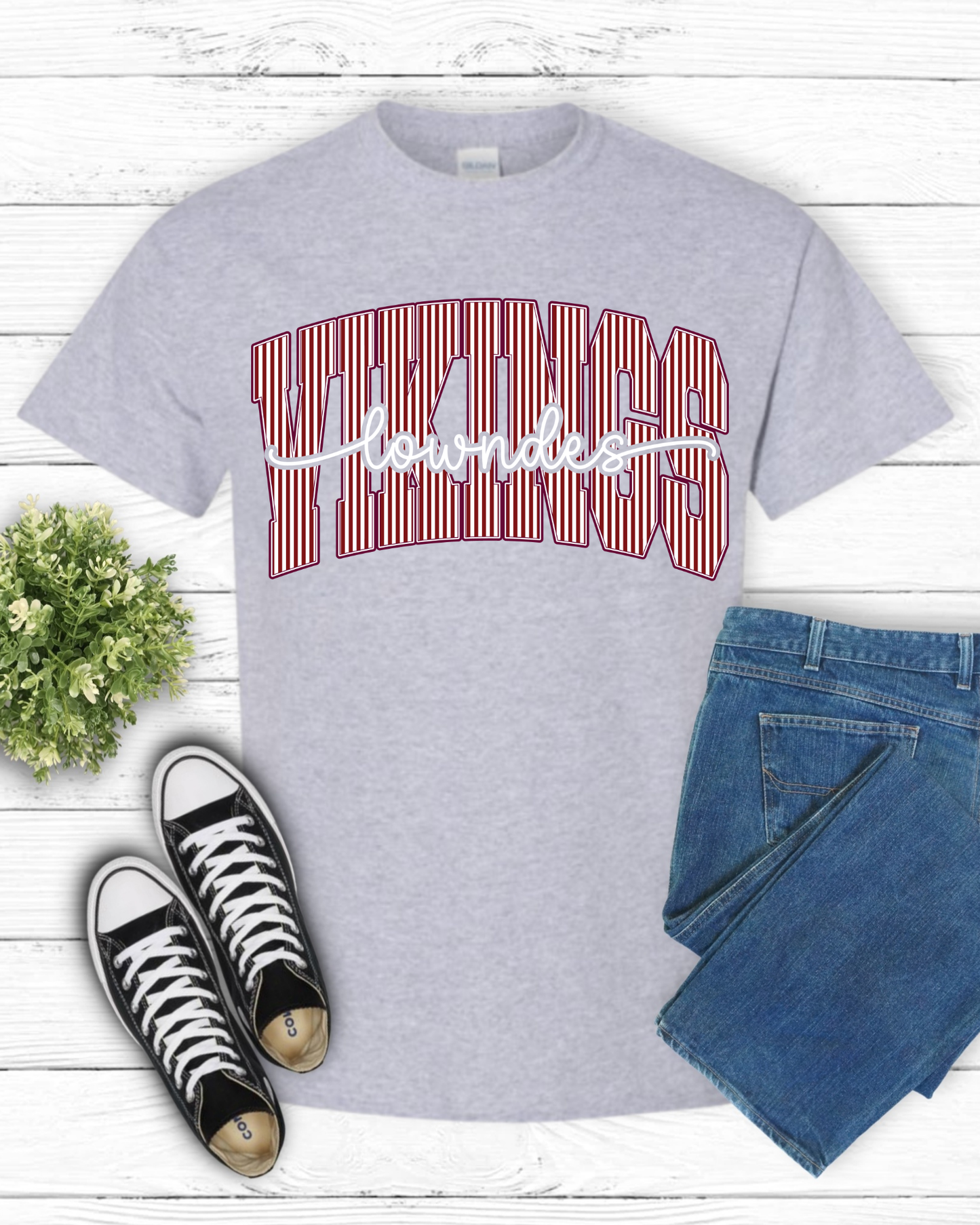 Vikings Mascot Striped Tee