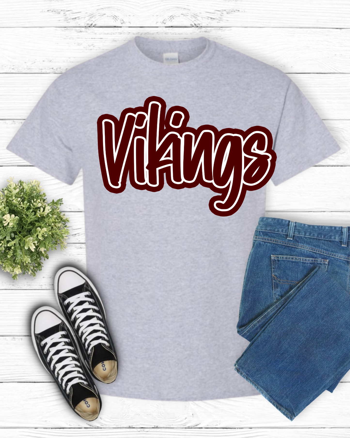 Vikings Mascot Script Tee