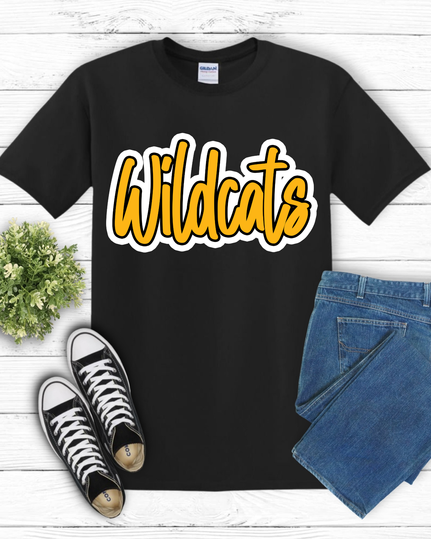 Wildcats Mascot Script Tee