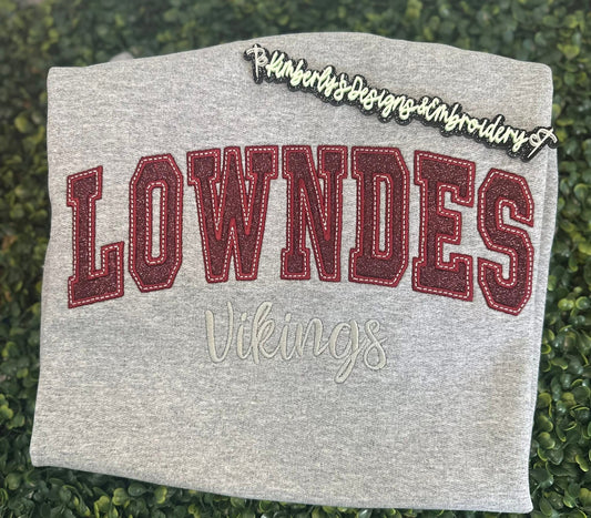Lowndes Vikings Embroidered Applique Sweatshirt