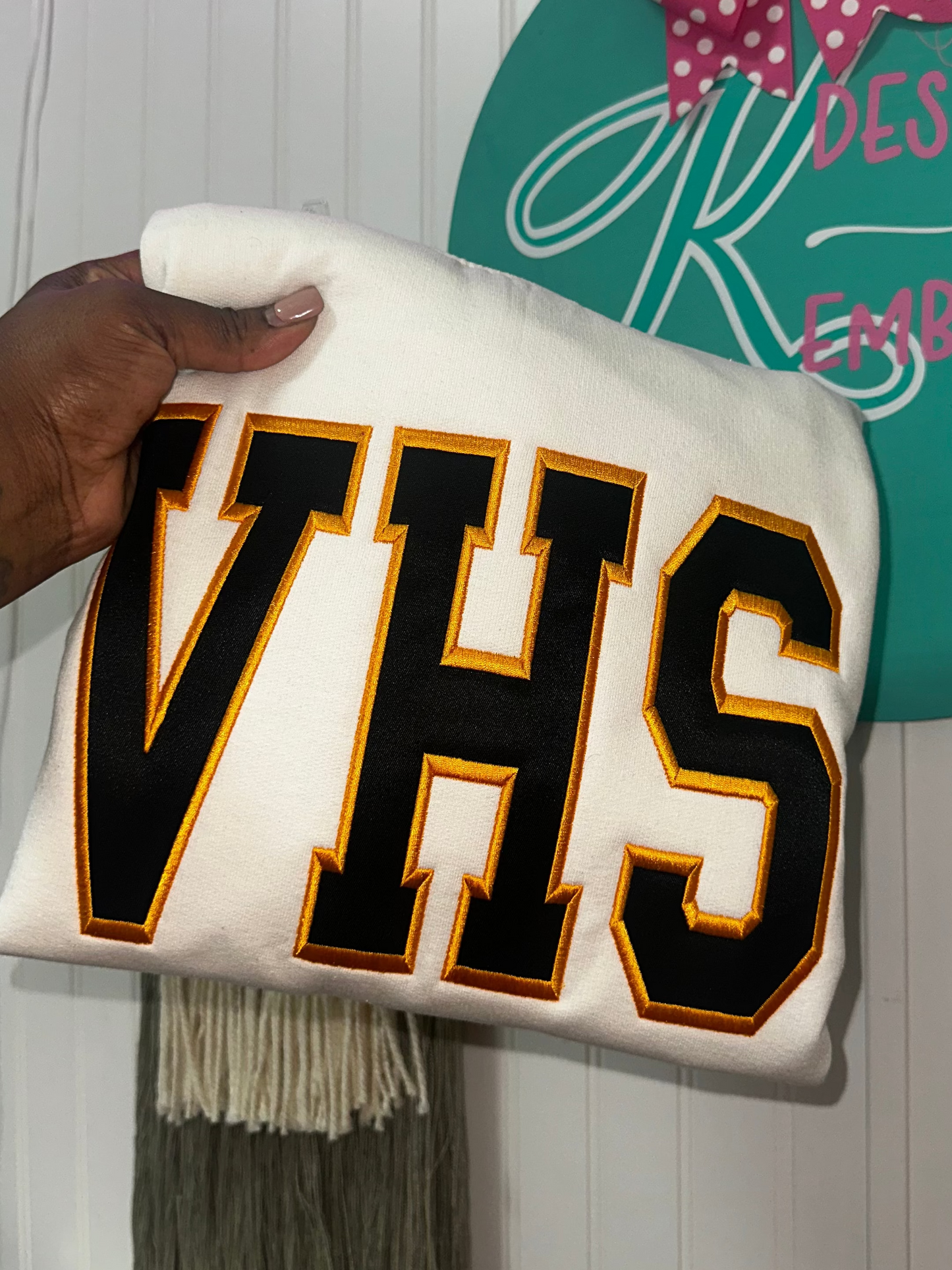 Custom Abbreviated Varsity Embroidered Applique Sweatshirt