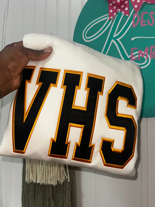 Custom Abbreviated Varsity Embroidered Applique Sweatshirt
