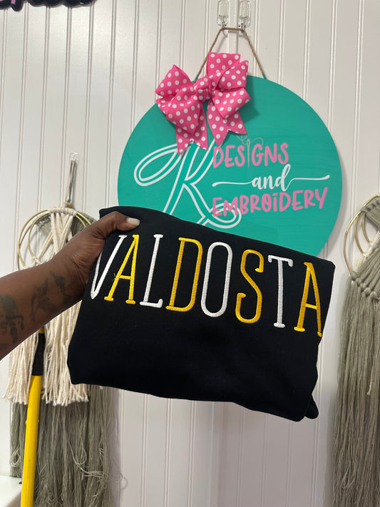 Multicolored-Embroidered School/Mascot Embroidered Sweatshirt