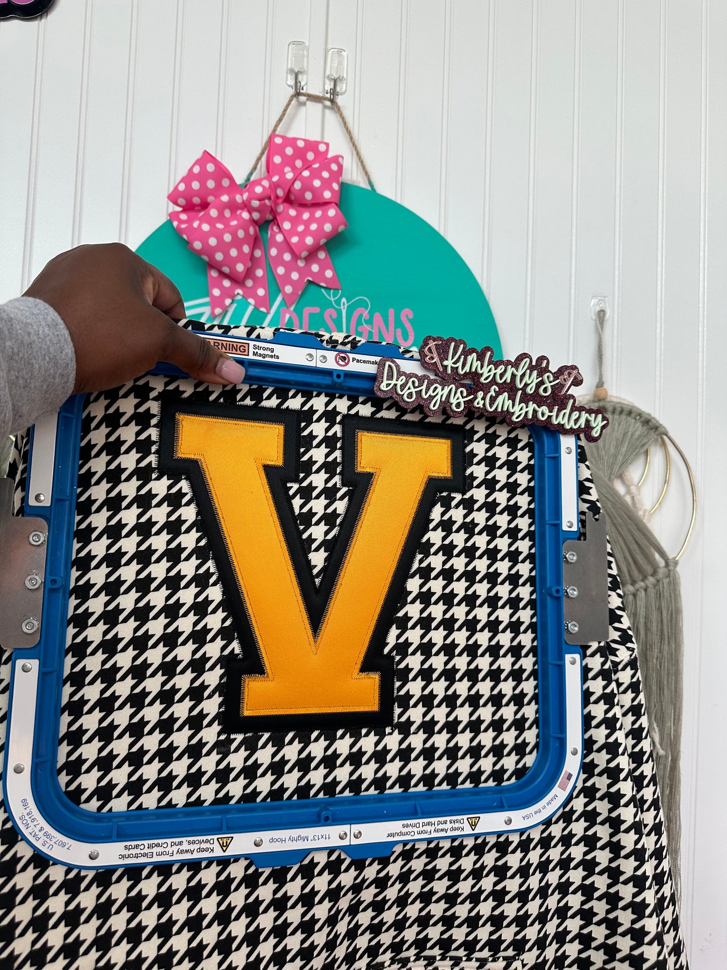 Houndstooth Varsity Letter Hoodie 💛🖤