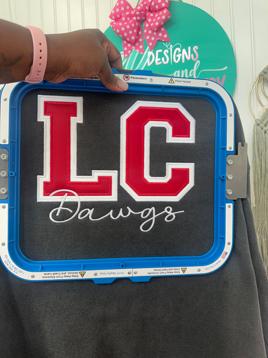 Custom Abbreviated "Double Applique" Varsity Embroidered Applique Sweatshirt with Mascot Name